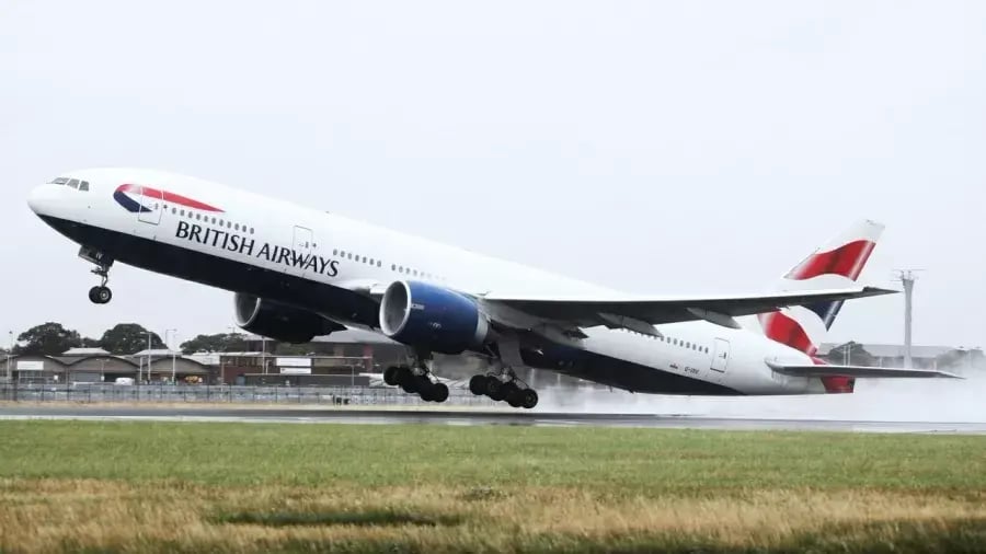 Avião Boeing 777-200, da British Airways. Imagem: Nick Morrish/British Airways